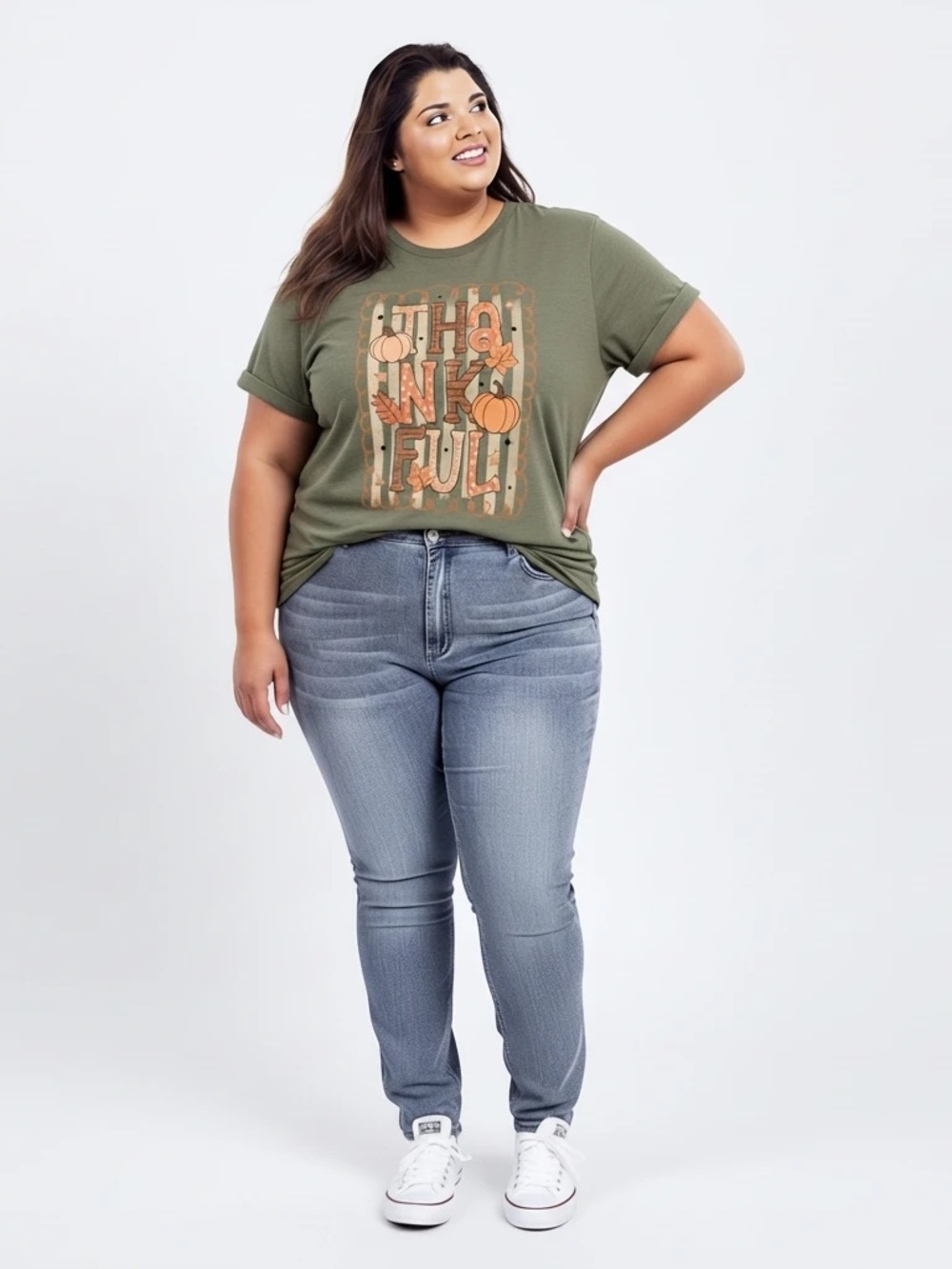 Love in Faith Thankful Autumn Christian Thanksgiving Graphic Tee Women’s Plus 3X